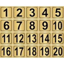 Metal Kapı,masa,dolap Numarası 5cmX5cm 20 Adet (1..20) Altın Renk Metal