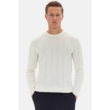 Twn Slim Fit Ekru Rib Örgü Kazak 3ec063302441m E01 Twn Slim Fit Ekru Rib Örgü Kazak 3ec063302441m E01