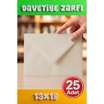25 Adet 13x18 Cm Premium Kalite Davetiye Zarfı Krem