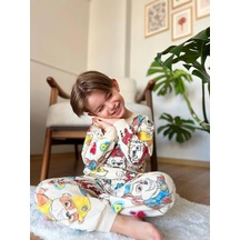 Erkek Çocuk Pamuklu Pijama Takımı Bej