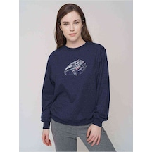 Vw Golf Gtı Baskılı Indigo Mavi Kadın Sweatshirt (528265116)