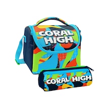 Coral High Erkek Çocuk Lacivert Mavi Grafiti Thermo Beslenme Çantası Ve Üç Bölmeli Kalemlik Seti Çok Renkli