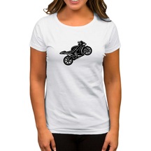Motosiklet Siluet Siyah Kadın Tişört