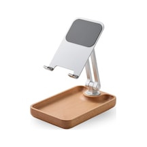 Profesyonel Tok Alüminyum Stand Ahşap Tabanlı Business Model A Sınıfı Malzeme Döner Tablet Akıllı Telefon Standı Masaüstü Stand Katlanabilir Cep Telefonu Telefon Tutucu A.kahverengi Tm01