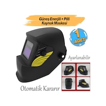 Güneş Enerjili Pilli Otomatik Kararan Baş Maskesi Siperlik Kartuşlu Kaynak Gözlüğü Ayarlanabilir