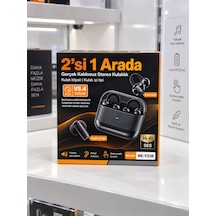 2 Si 1 Arada Kablosuz Bluetooth Kulaklık 4 Kulaklıklı Klipsli Ve Kulak İçi Tasarım Hi Fi Ses Dokunmatik Kontrol V5.4 Şarj Kutulu Siyah - Lisinya