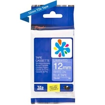 Brother Tze-535 12mm Mavi Üzerine Beyaz Uyumlu Etiket Mavi
