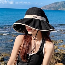 Yy Kadın Yaz Seyahat Güneş Koruma Şapkası - Siyah