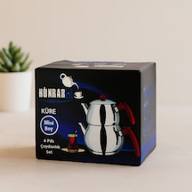 Mini Çelik Çaydanlık Seti 0.75l+1.35l Kendinden Süzgeçli Bakalit Kulplu Çok Renkli