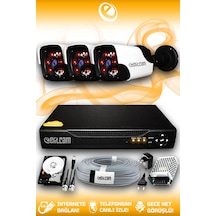 Elitcam 3 Kameralı Panda 3 Dış Kamera Set 500 GB HDD Full HD Gece Görüşlü Güvenlik Kamerası Sistemi