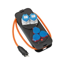 Cee 230 V Kamp Elektrik Dağıtıcı, Topraklı Fişli 2 X Cee Priz, 3 X Topraklı Priz, 1,5 M H07rn-f 3g2,5 Kablo, Tur 0