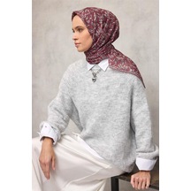 Silk Home Pamuk Polyester Soft Eşarp Gül Kurusu Çiçek Desenli Kaymaz Dokulu 90x90 Çok Renkli