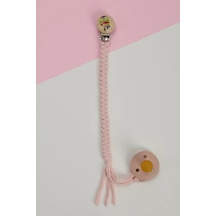 E&f Store El Örmesi Doğal Ahşap Emzik Askısı - Baykuş - Pembe