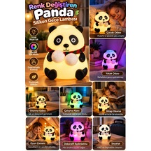 Sevimli Panda Silikon Gece Lambası 1 Adet Çocuk Odası Çok Renkli