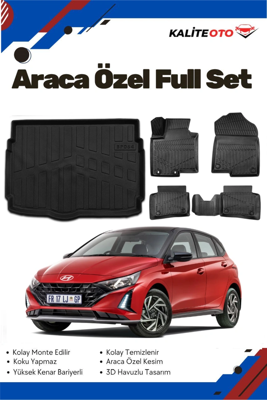Hyundai İ20 2020 Model Yumuşak Paspas+bagaj Havuzu Seti