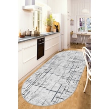 West Home Dijital Baskı Yıkanabilir Kaymaz Taban Leke Tutmaz Oval Mutfak Halısı Salon Halısı Ve Yolluk Wh 488 Grey Oval