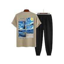 Uyguntarz Unisex Vangogh Baskılı Eşofman Takımı Bej