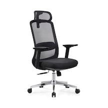 Ofisbazaar London Ergonomik Mesh Yönetici Koltuğu Ayarlanabilir Başlıklı Siyah Siyah