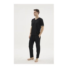 Angbutik Kocabey Kkt-26162 V Yaka Pijama Takımı Siyah
