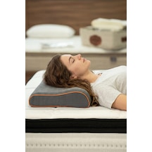 Junior Bedding Viskoelastik Ortopedik Yastık Ergonomik Çift Boyun Destekli Boyun Ve Omurga Destekleyici 40x60x10/12 Cm Siyah