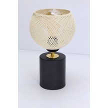 Badem Masa Abajuru Gece Lambası Yatak Başı Aydınlatma Dekoratif Lamba Krem Siyah