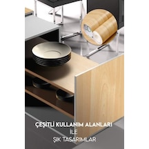Büro Ev Ofis Mutfağı İçin 5mt Ahşap Motif Yapışkanlı Kaplama Folyosu