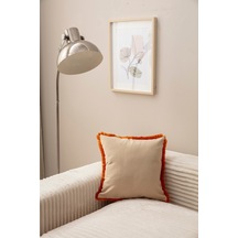 Swita Home Saçaklı Tek Renk 43x43 Kırlent Kılıfı Turuncu