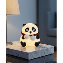 Panda Şeklinde Silikon Gece Lambası Renkli Işık Modu Dokunmatik Kontrollü Çok Renkli