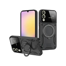 Samsung Uyumlu Galaxy S25 Uyumlu Edge Kılıf Joy Lens Standlı Kapak - Siyah