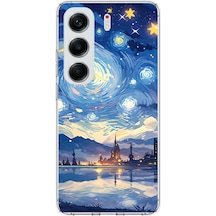 Tecno Camon 40 Pro Uyumlu Yıldızlı Gökyüzü Ve Şehir Silüeti Baskılı Silikon Kılıf Renkli