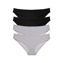 4 adet Süper Eko Set Likralı Kadın Slip Külot Siyah Gri RYL-EKO4011 Gri - Siyah