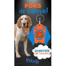 Petjoo 29.Foks Mavi-Turuncu Qr'lı Köpek Künyesi