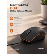 C-26 Optik 1000 Dpı Usb Kablolu Mouse Ergonomik Ofis Ve Bilgisayar Faresi