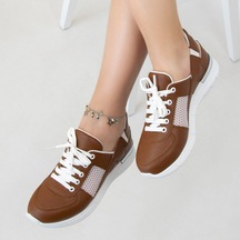 Kahverengi Fileli Ortopedik Spor Sandalet Kahverengi