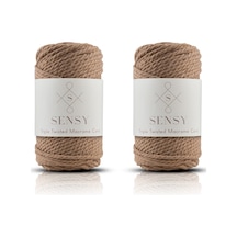Sensy Premium 3 Büküm Makrome Ipi 3mm Üç Büküm Taranan Makrome Halat Ip 2li Set 500 Gr Sütlü Kahve