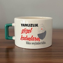 Yalnızlık Güzel Kadınların Lüks Seçimleridir Baskılı Kadınlar Günü Yeşil Kulplu C Fincan