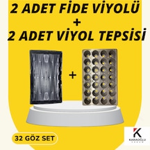 2 Adet Fide Viyolü + 2 Adet Viyol Tepsisi Set Fidelik Fide Yetiştirme Seti Seçimli 32 Lik Göz
