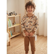 Kapitex Erkek Çocuk Pijama Takımı Kahverengi