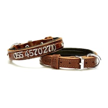 Doggie Konfor Deri İsimlikli Boyun Tasması 1,5x20-25cm Kahverengi