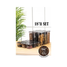 Vienev Beyaz Serigrafi Etiketli Peggy Kare Erzak Saklama Kabı 9x 0.55 L - 1.75 L Antrasit 18'li