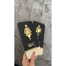Meşe Serisi Siyah Mat Gold Kabartmalı WC Set