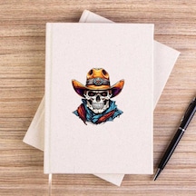 Kovboy Skull Sherif Çizgisiz Kanvas Defter Krem