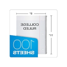 Spiral Defter 3'lü Paket, 1 Konu, Üniversite Kuralı, Dayanıklı Plastik Kapaklar, Güçlü Bobin, 1 Cep, 8,5 X 11, 100 Yaprak, Mavi, Kırmızı, Yeşil 89801 Açık Gri