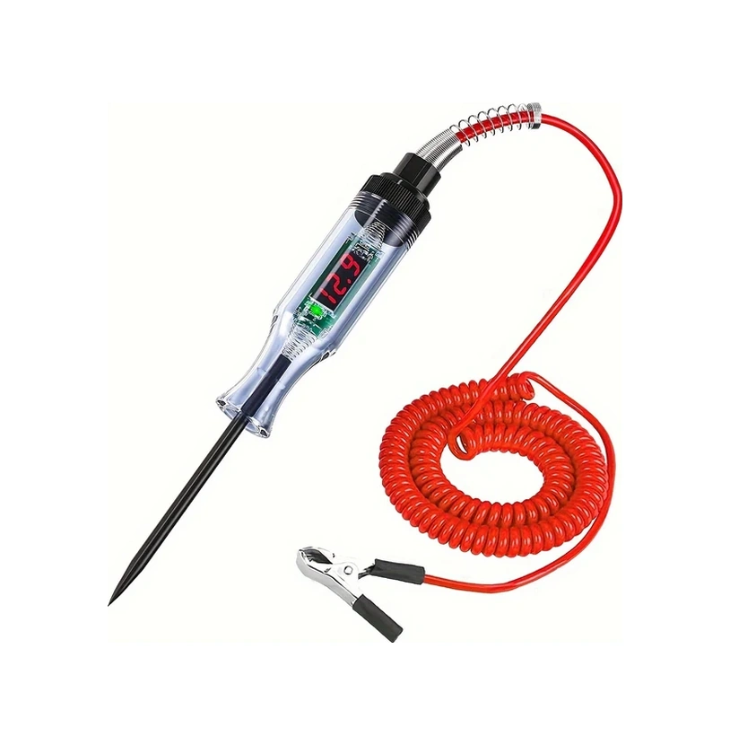 Cloud011 1 Adet Araç Test Kalemi 6-24v Dijital Göstergeli Voltmetre Devre Kontrol Aracı