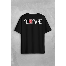 Love Live Tipografi Anahatar Sırt Ön Baskılı Oversize Tişört Unisex T-shirt 001