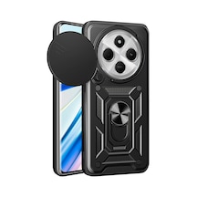 Zore Xiaomi Redmi 14c 4g Uyumlu Magnetik Standlı Kamera Korumalı Ogaa Sürgülü Vega Kapak-siyah