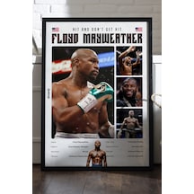 Floyd Mayweather Boks Siyah Ahşap Çerçeveli Poster, Dekoratif Dövüş Duvar Tablosu