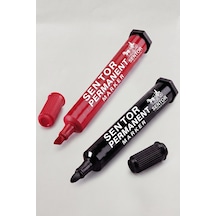 Siyah Permanent Markör Kalem Yuvarlak Uç 6 Adet Sentör Kalıcı Marker Kalem Tüm Koli Karton Çuval Cam Plastik Yüzeylerde