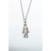 Minimal Meryem Ana Gümüş Kaplama Düz Zincir Kolye Gümüş