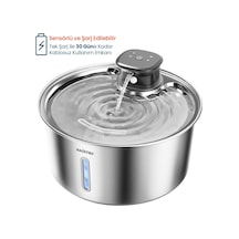 Haustier Wf05 Otomatik Kablosuz Kedi Su Pınarı, Sensörlü , Bataryalı , Ultra Sessiz, Çelik , 3.2lt Hazne